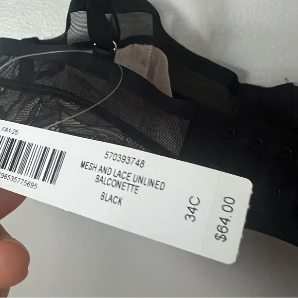 NWT Soma Mesh Lace Unlined Balconette Bra Black 34C - Picture 5 of 7